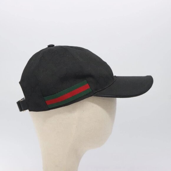 GUCCI GG Canvas Web Sherry Line Cap M Black Red Green 200035 Auth yk18705 - Picture 5 of 13